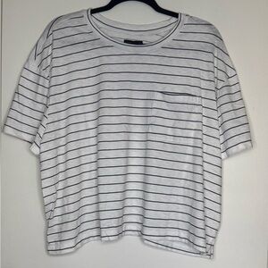 Lane Bryant Plus Size 18/20 Striped Boxy Pocket T-Shirt White & Black Summer